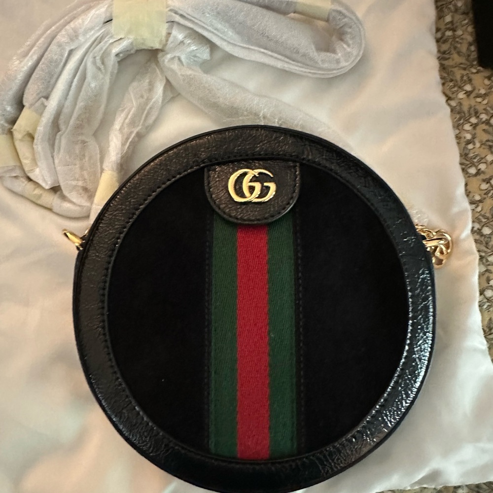 Gucci Ophidia Round Suede Mini Crossbody Bag